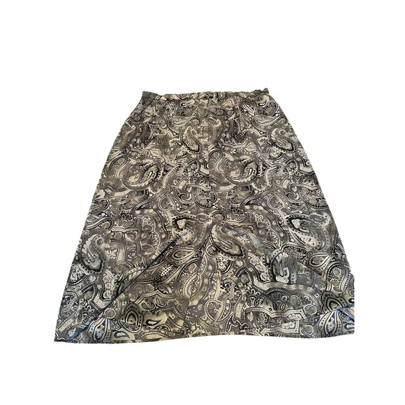 Vintage August Max Woman Paisley Cottage Garden Green Ivory Maxi Skirt 24W Boho - Picture 3 of 3